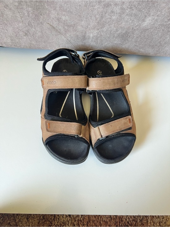 Ecco Tan and Black Adjustable Leather Sport Sandals main image 4